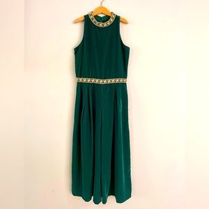 Janie & Jack Green Holiday Velvet Romper